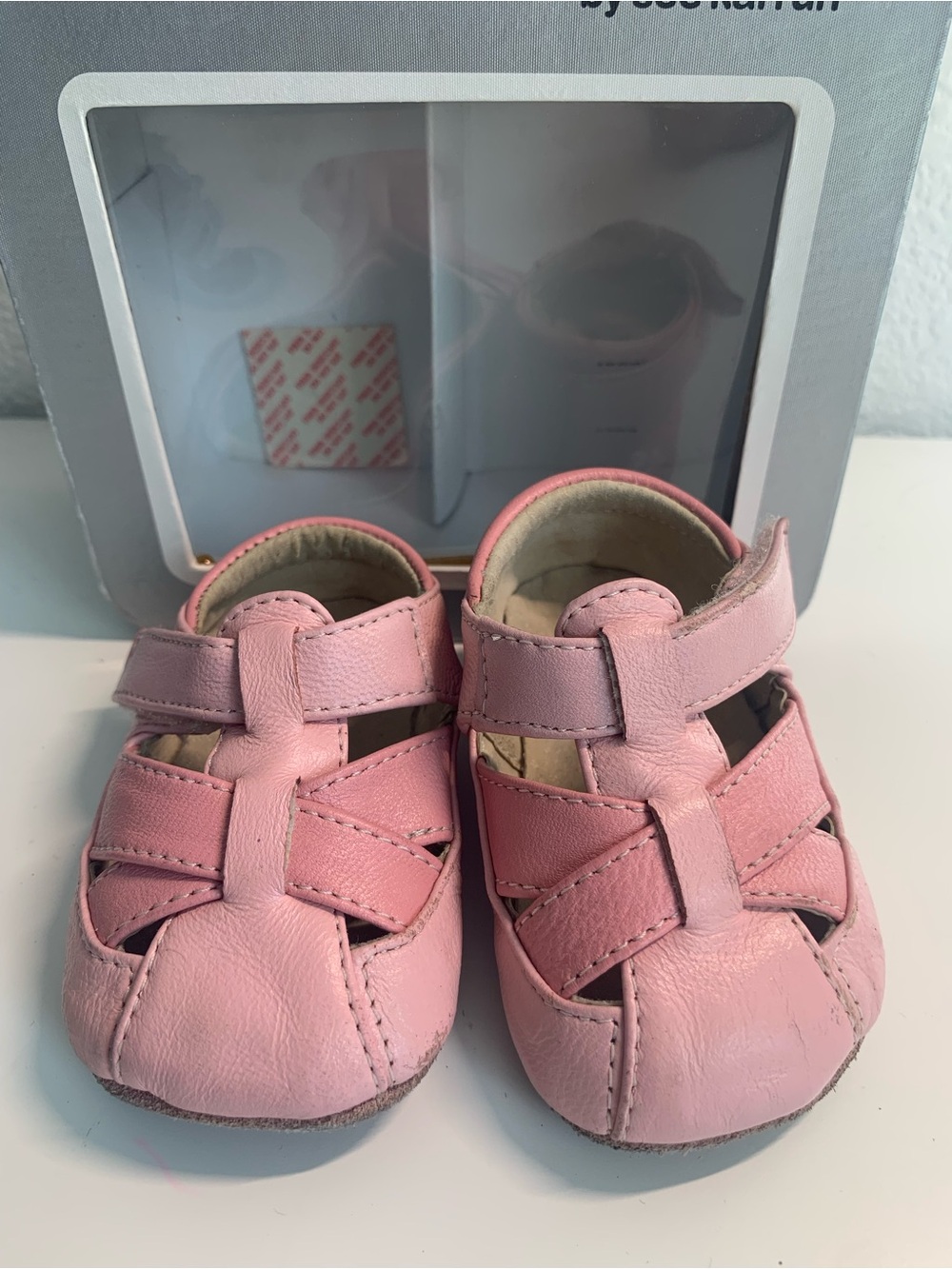 See Kai Run Pink Leather Strappy Baby Sandals
